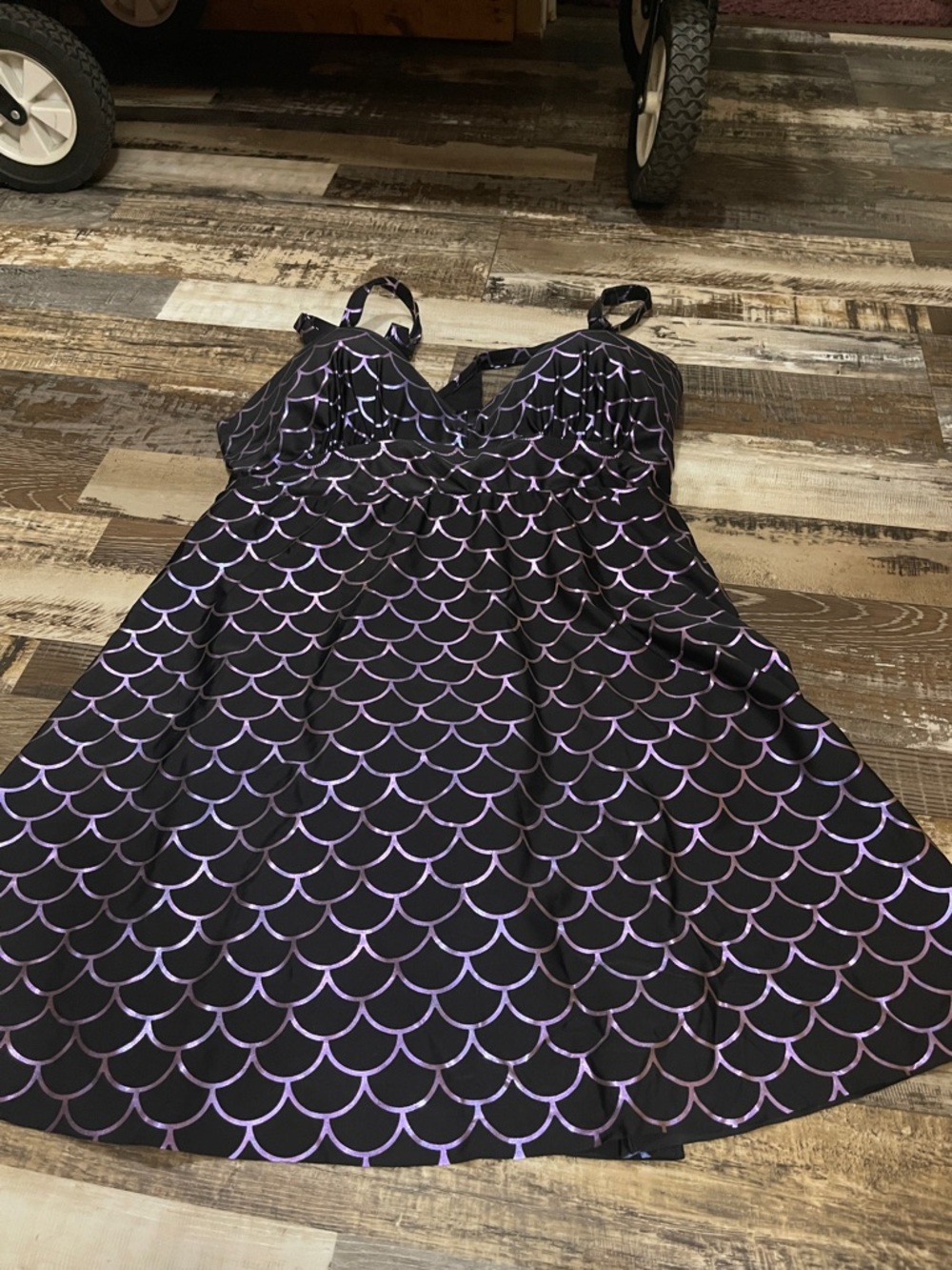 Torrid Mermaid Print Swimsuit with Iridescent Purple Scallop Print BNWOT